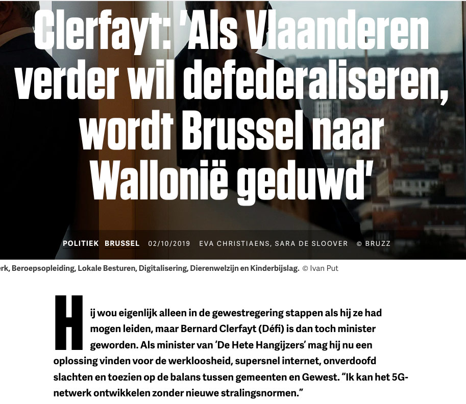 Clerfayt: 'Als Vlaanderen verder wil defederaliseren, wordt Brussel naar Wallonië geduwd'