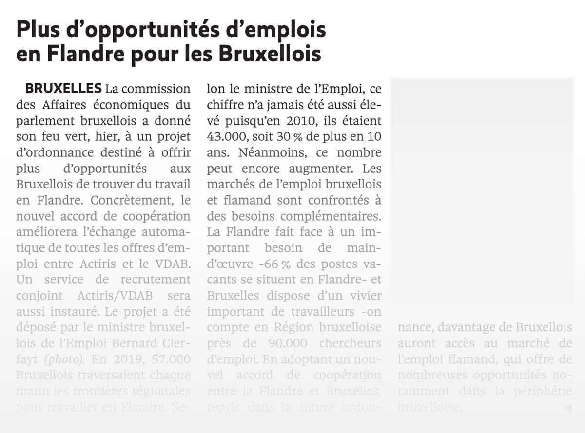 Plus d'opportunités d'emplois pour les Bruxellois