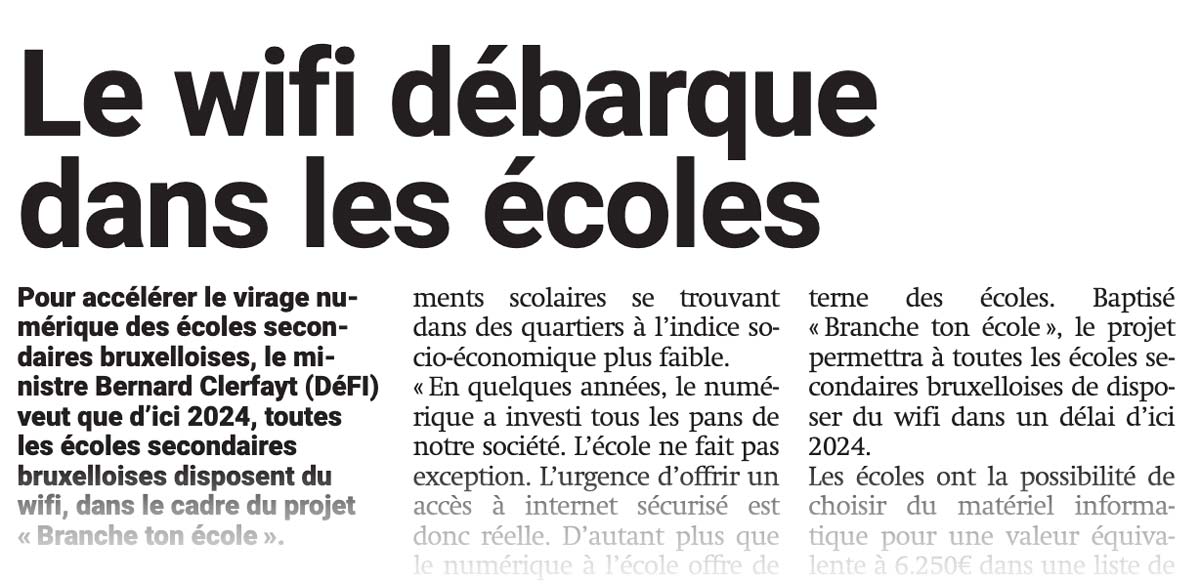 "Le Wifi débarque dans les écoles", extrait de presse du journal "La Capitale"