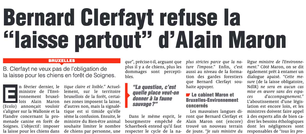 Bernard Clerfayt refuse la "Laisse partout" d'Alain Maron