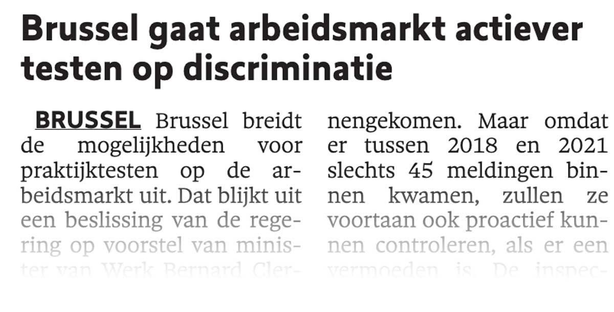 Brussel gaat arbeidsmarkt actiever testen op discriminatie