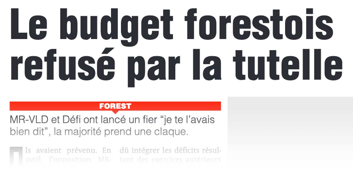 Extrait de presse, La Dernière Heure : "Le budget forestois refusé par la tutelle".