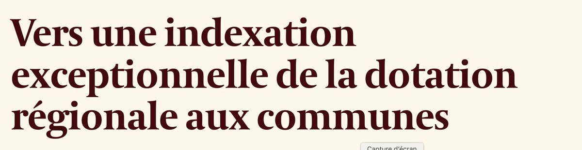 Extrait de presse, L'Echo : "Vers une indexation exceptionnelle de la dotation régionale aux communes"